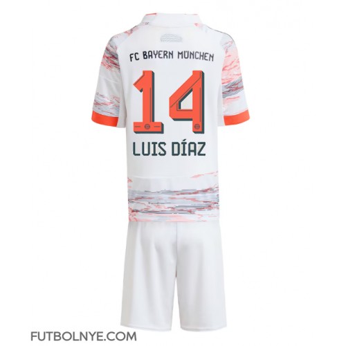 Camiseta Bayern Munich Luis Diaz #14 Visitante Equipación para niños 2025-26 manga corta (+ pantalones cortos)